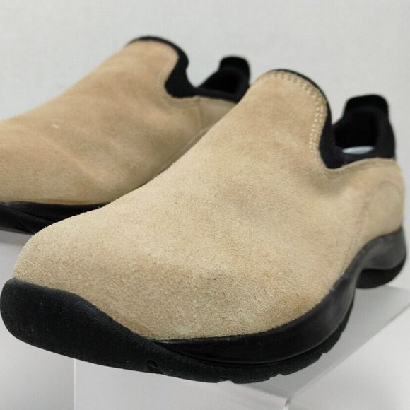 Lands End Suede Leather Moc Clog Slip-On Loafer Rubber Sole Tan Women's US 7B - Picture 9 of 16